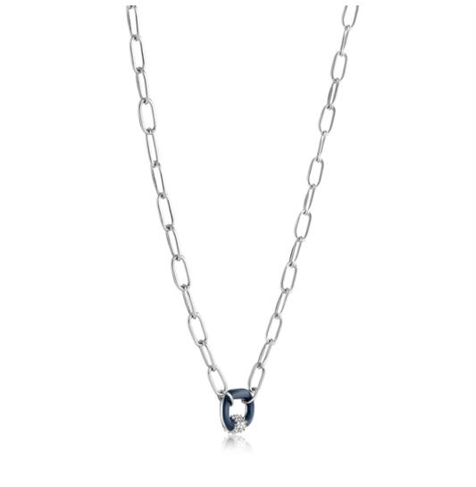  Bright Future - Schakelcolliers - Zilver / Gerodineerd - Zirkonia - 45cm